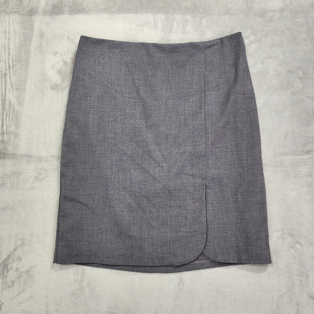 Jaclyn Smith Skirt Womens 8 Gray Lined Pencil Tulip Overlay Front Slit Office‎